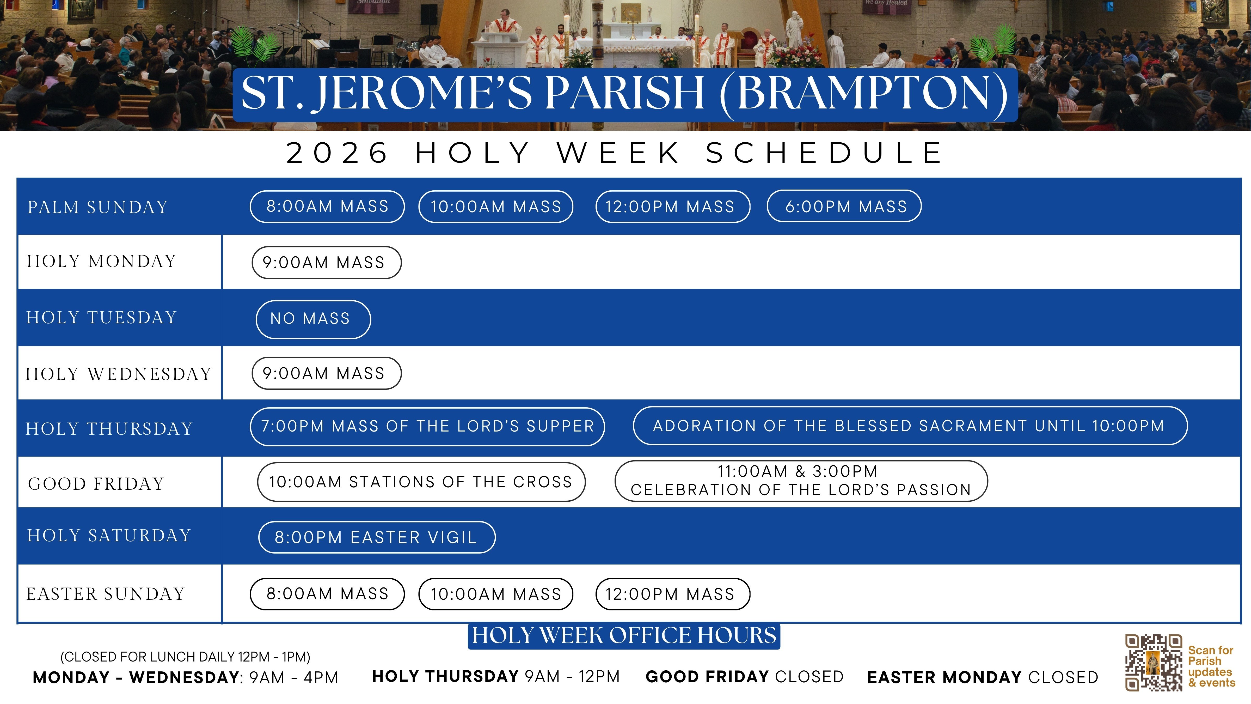 Holy Week Schedule 2026