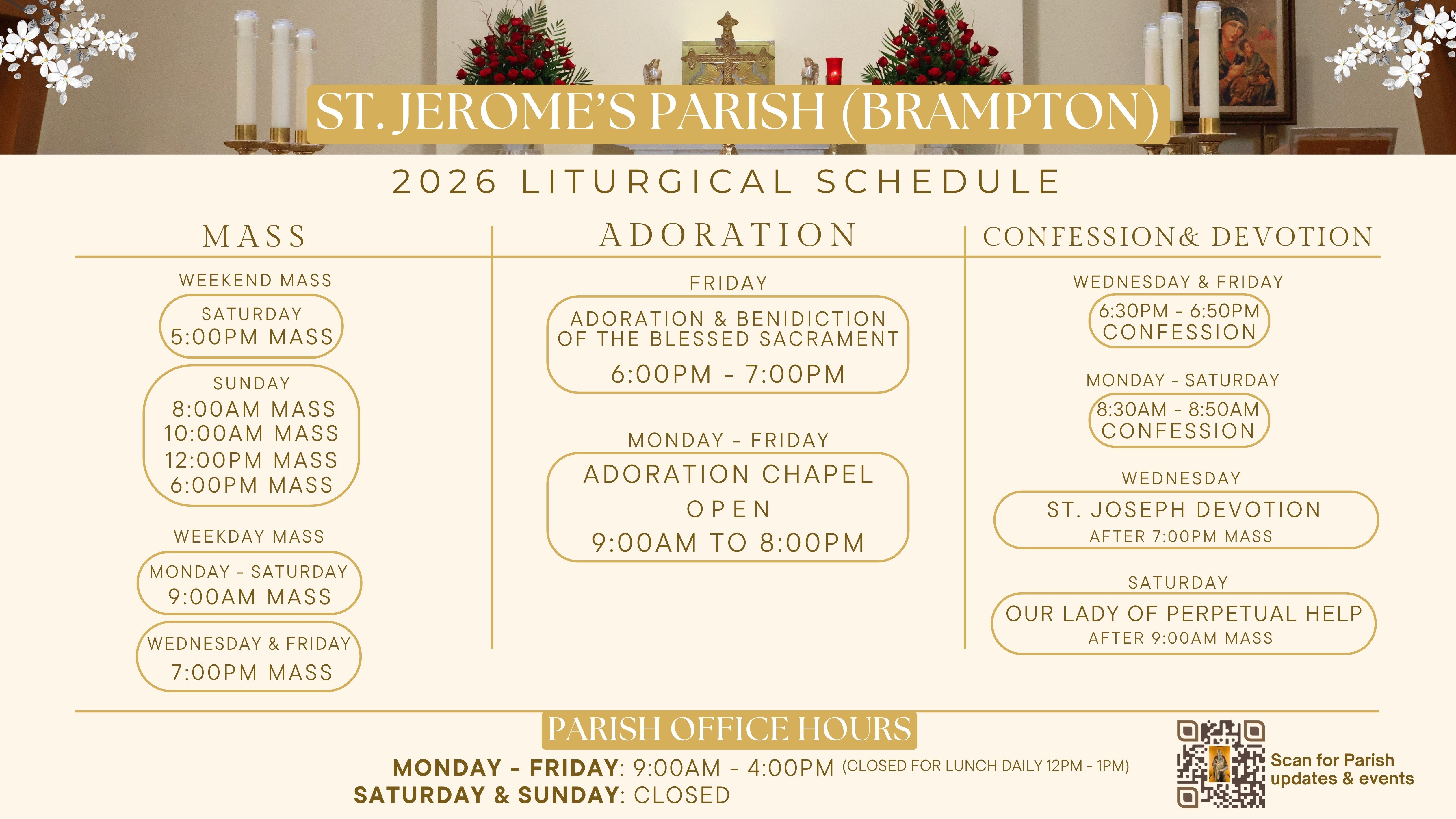 2026 Liturgical Schedule
