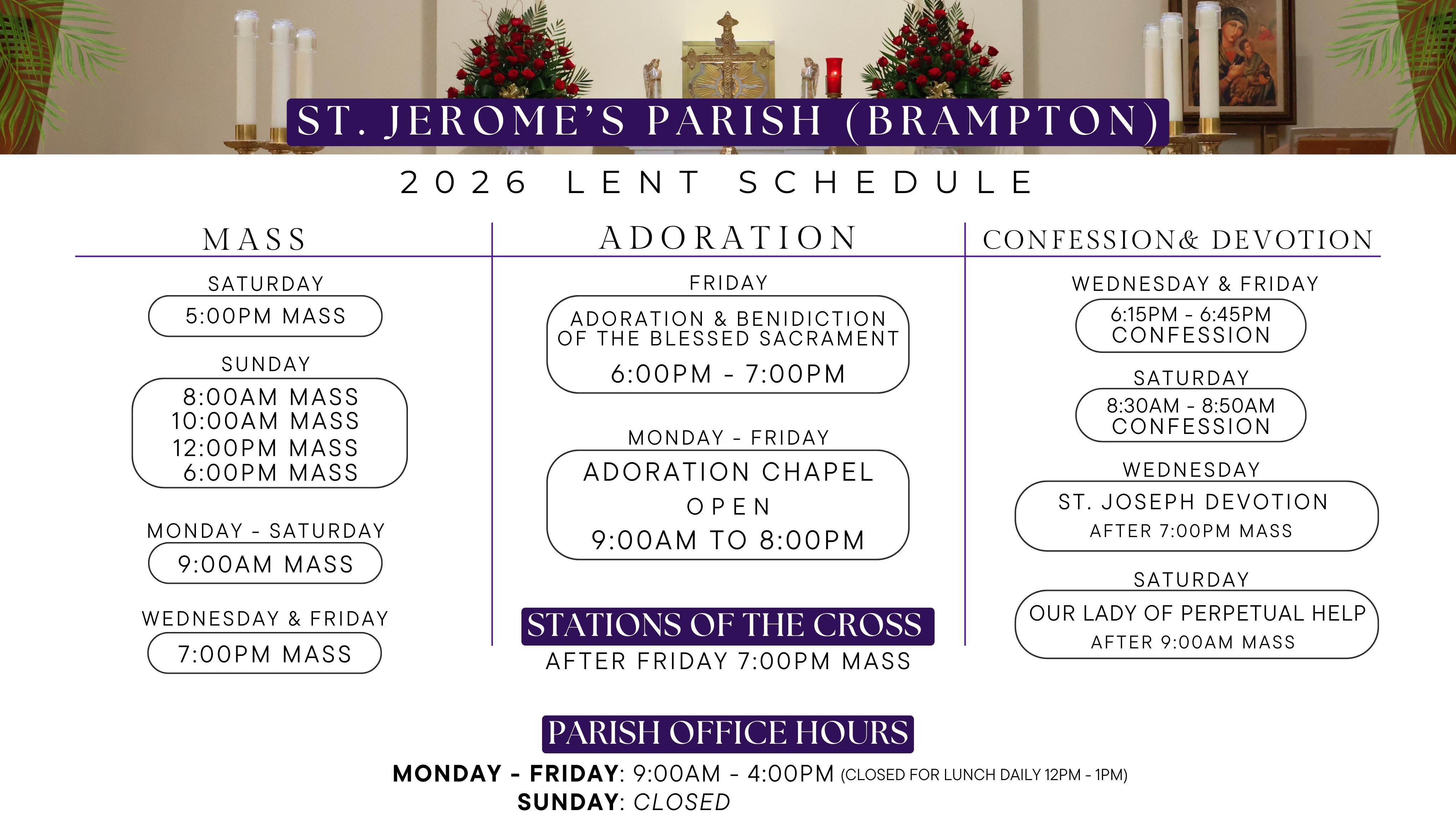 Lent Schedule 2026 Lent Schedule 2026